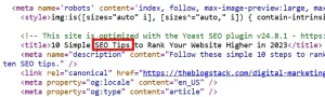A screenshot Keyword-in-Title-Tag of the code for a website.